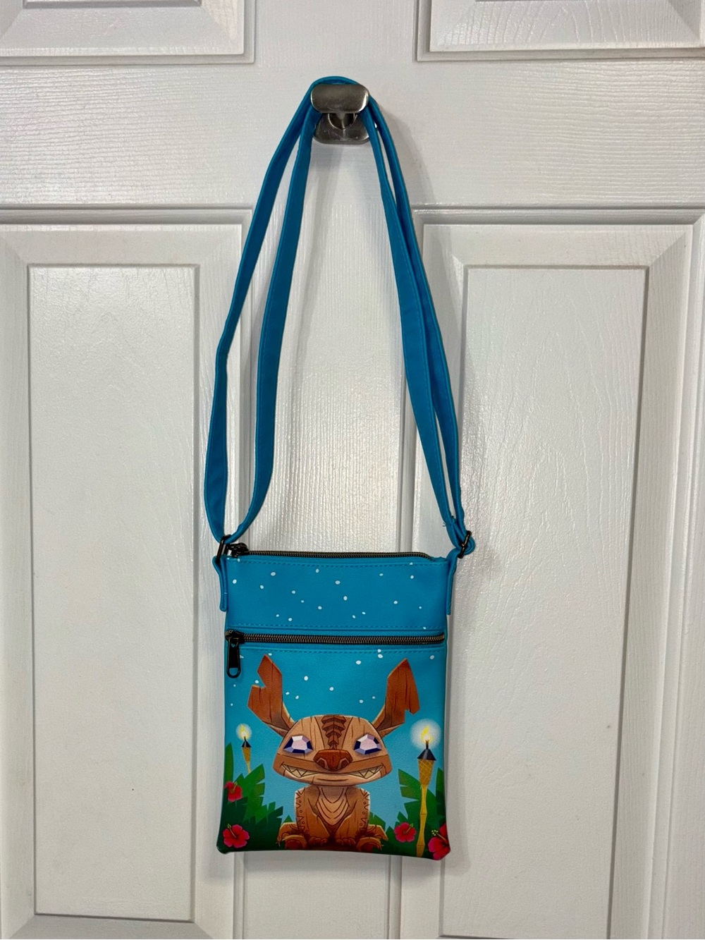 Loungefly Teal Crossbody Bag with Tiki Stitch